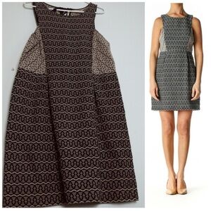 👗 LOFT Ann Taylor A-line trapeze contrast print bow back 14